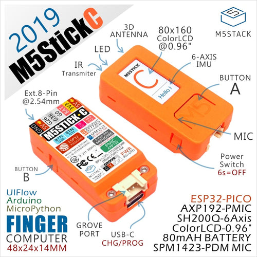 New Arrival ! 2019 M5StickC ESP32 PICO Mini IoT Development Board Finger Computer with Color LCD