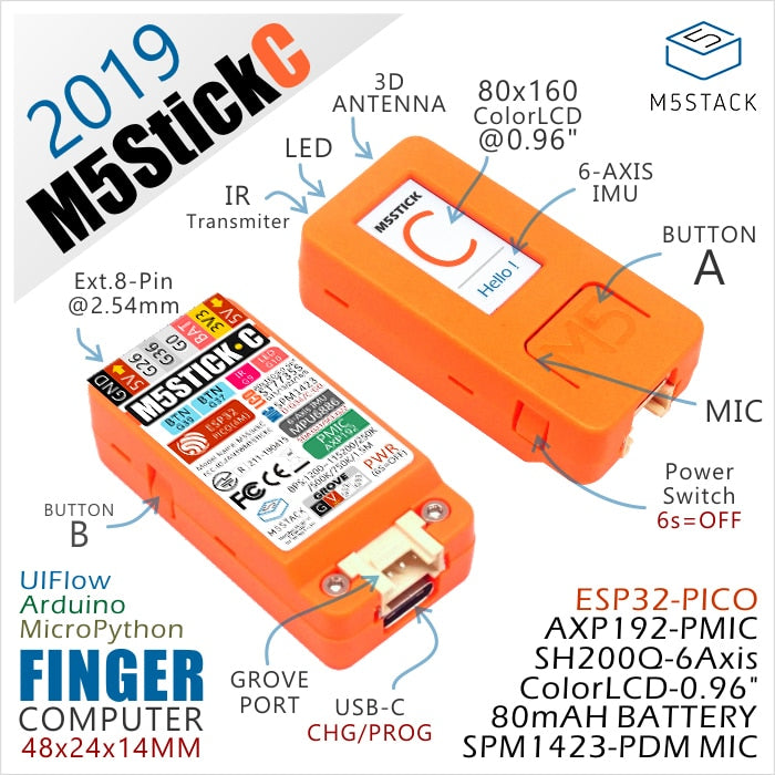 New Arrival ! 2019 M5StickC ESP32 PICO Mini IoT Development Board Finger Computer with Color LCD